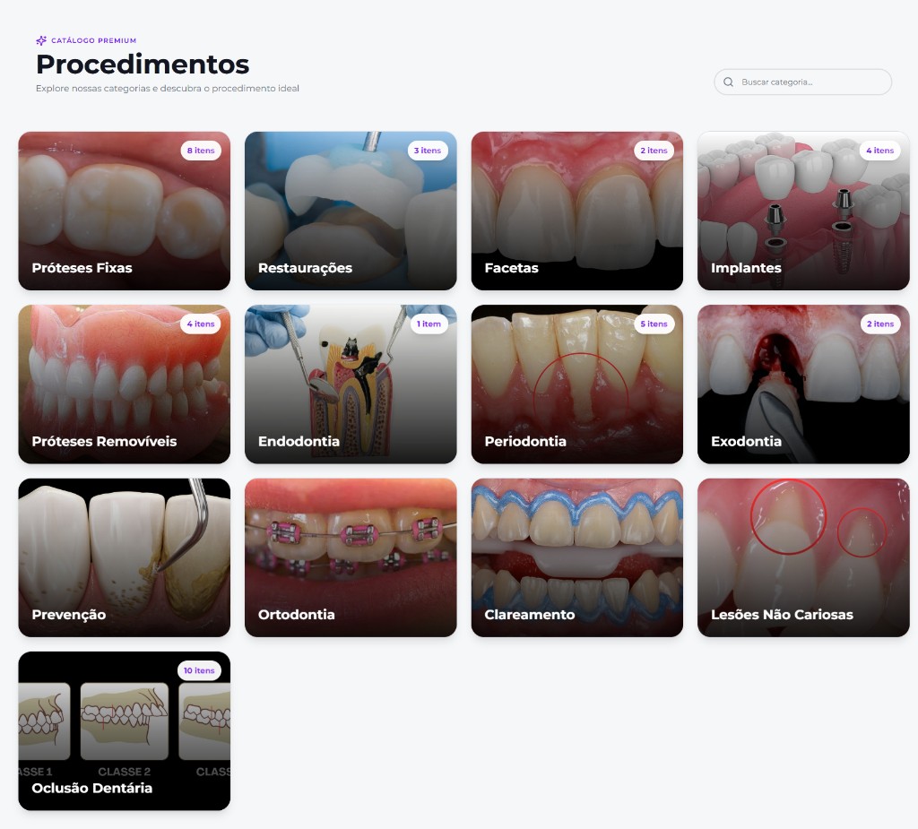 Catálogo de Procedimentos com mais de 80 procedimentos odontológicos